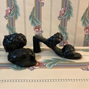 Express Black Braided Square Heel Shoes